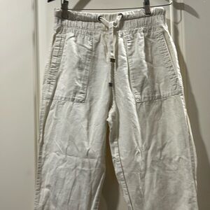 ZARA High Rise Baggy off White drawstring Elastic Waistband pants Pockets size S